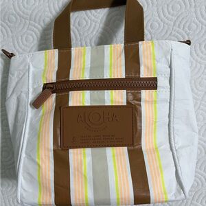 ALOHA Collection White and Brown Crossbody Bag